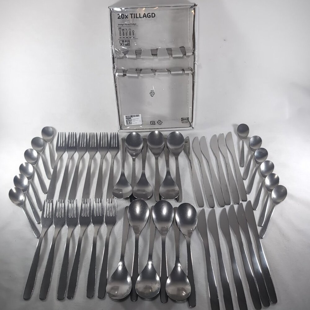 IKEA Tillagd 48 Pc Flatware Set Lot Silver Dragon Probyn Stainless 904.075.52